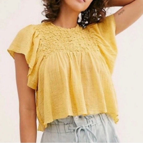 Free people fp one flutter top shirt xs 0 2 butterfly open back - Picture 2 of 6